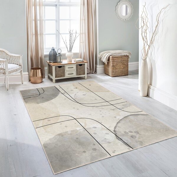 Сиво-кремава пътека подходяща за пране 80x200 cm Simple Lines – Mila Home
