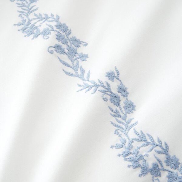 Бяло единично спално бельо от памук перкал 135x200 cm Camille Embroidered Floral – Bianca