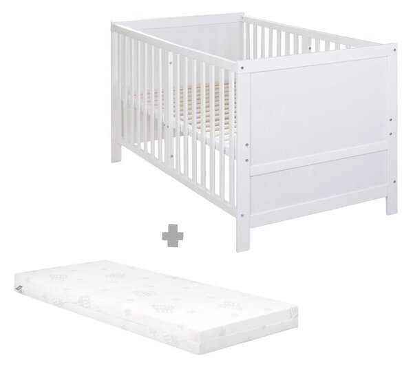 Бяло детско креватче 70x140 cm с регулируема височина Easy Sleep – Roba
