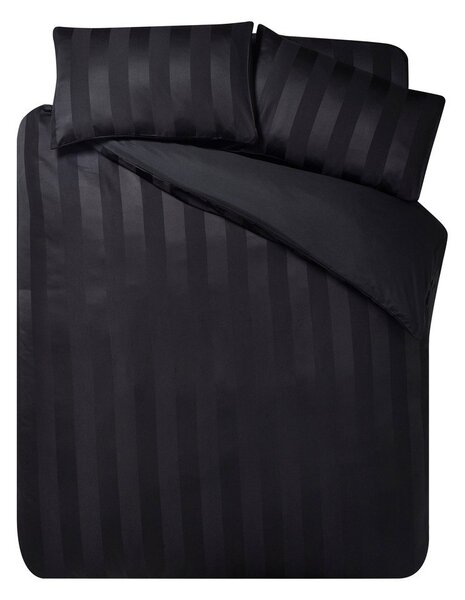 Черно единично сатенено спално бельо 135x200 cm So Soft Satin Stripe – Catherine Lansfield