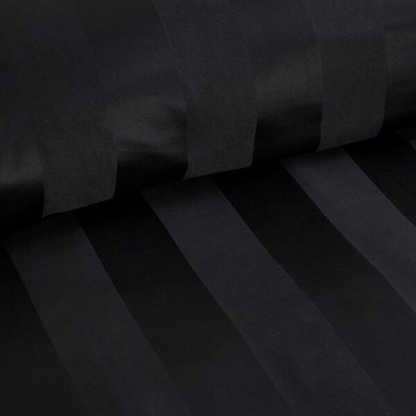 Черен еластичен сатенен чаршаф 150x200 cm So Soft Satin Stripe – Catherine Lansfield