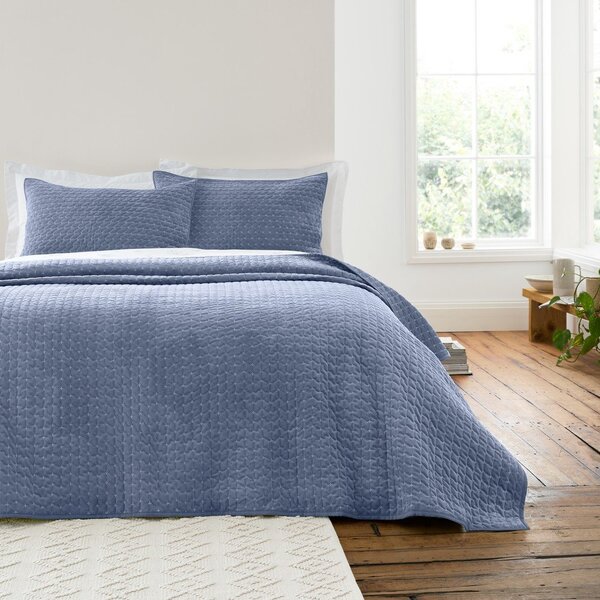 Синьо капитонирано покривало за легло 240x260 cm Attica Velvet – Bianca