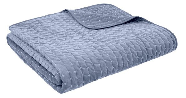 Синьо капитонирано покривало за легло 240x260 cm Attica Velvet – Bianca