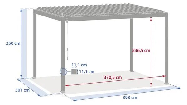 Ръчна пергола Hesperide Evora, Алуминий с дървесен ефект, 4x3 m