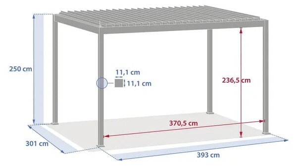 Електрическа пергола Hesperide Evora, Алуминий, Графит, 4x3 m