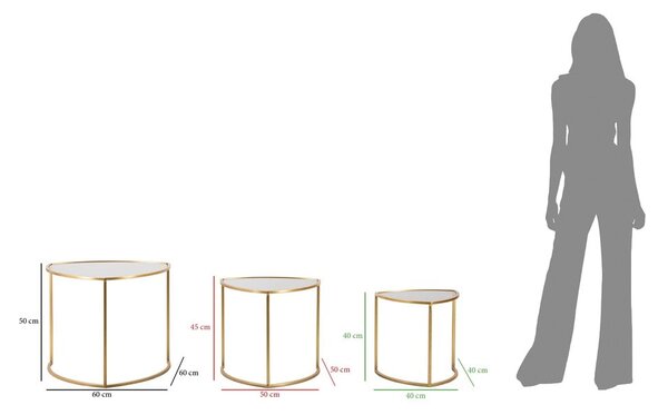 Кръгли масички за кафе със стъклен плот в златисто в комплект от 3 броя ø 60 cm Triangle – Mauro Ferretti