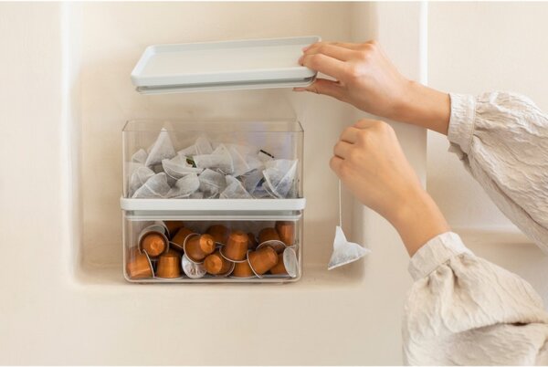Кутия за съхранение на продукти Brabantia Tasty+ Stackable 1008874, 1.5 л, Силиконово уплътнение, Без BPA, Светлосив