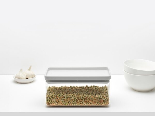 Кутия за съхранение на продукти Brabantia Tasty+ Stackable 1008874, 1.5 л, Силиконово уплътнение, Без BPA, Светлосив