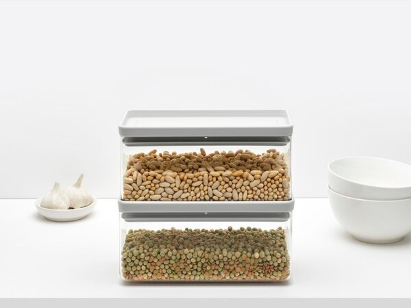Кутия за съхранение на продукти Brabantia Tasty+ Stackable 1008874, 1.5 л, Силиконово уплътнение, Без BPA, Светлосив