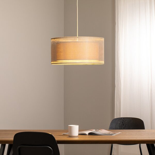 Maco Design Висящо осветление Duo Den Light, бежово, Ø 50 cm, лен, PVC, Затъмняване, Бежов, Дневна/трапезария, Плат / текстил