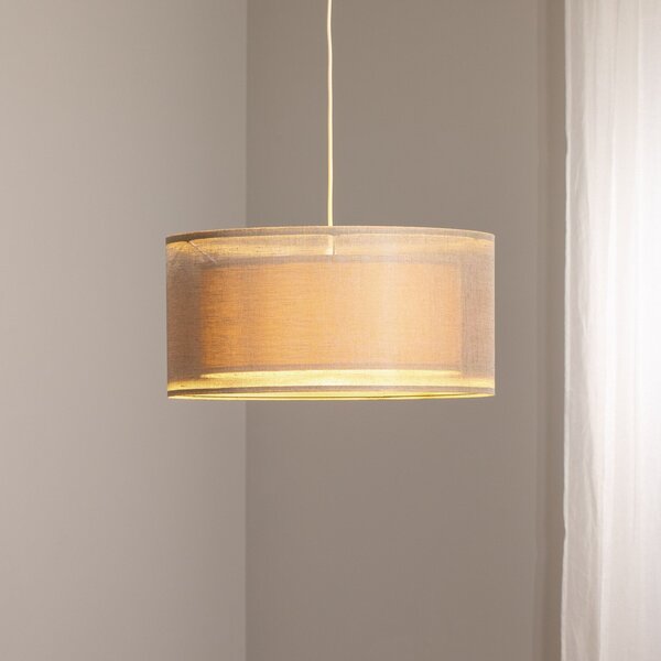 Maco Design Висящо осветление Duo Den Light, бежово, Ø 50 cm, лен, PVC, Затъмняване, Бежов, Дневна/трапезария, Плат / текстил
