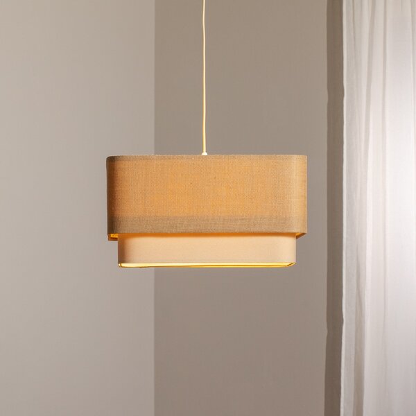 Maco Design Kwadro Duo висящо осветително тяло, крем/бежово, 50x50cm, юта/лен, Затъмняване, Бежов, Дневна/трапезария, Плат / текстил
