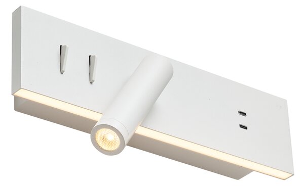 Комплект от 2 модерни стенни лампи бели регулируеми с USB-C вкл. LED - Modric