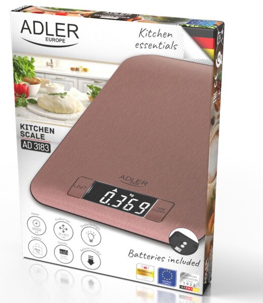 Кухненска везна Adler AD 3183, До 5 кг, ТАРА, Дигитален дисплей, Меден
