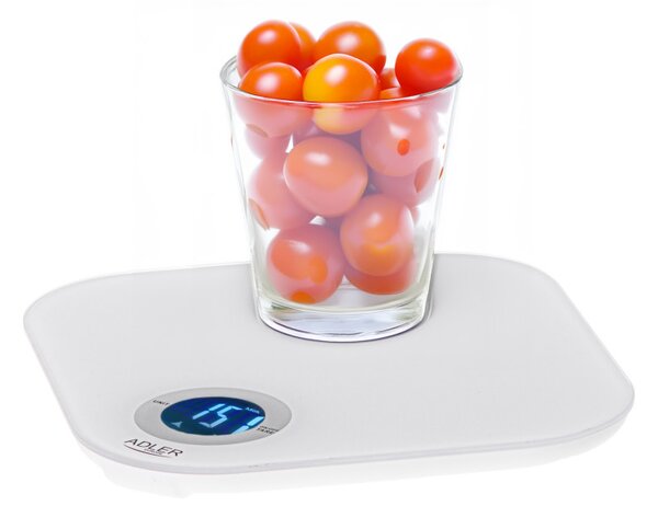 Кухненска везна Adler AD 3180, До 10 кг, Измерване на течности, ТАРА, LCD дисплей, 2 x AAA, Бял