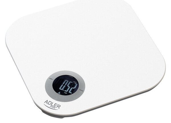 Кухненска везна Adler AD 3180, До 10 кг, Измерване на течности, ТАРА, LCD дисплей, 2 x AAA, Бял