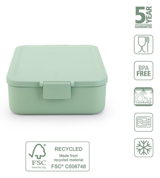 Кутия за храна Brabantia Make&Take 1006288, 2 л, Плътно затваряне, Без BPA, Зелен