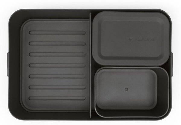Кутия за храна Brabantia Make&Take 1006290, 2 л, С разделители, Плътно затваряне, Без BPA, Тъмносив