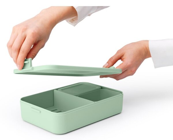 Кутия за храна Brabantia Make&Take 1006291, 2 л, С разделители, Плътно затваряне, Без BPA, Зелен