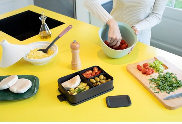 Кутия за храна Brabantia Make&Take 1006290, 2 л, С разделители, Плътно затваряне, Без BPA, Тъмносив