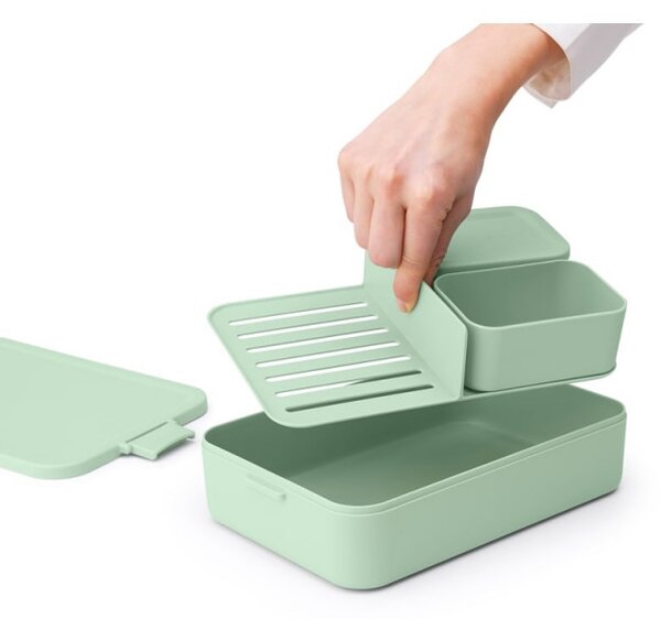 Кутия за храна Brabantia Make&Take 1006291, 2 л, С разделители, Плътно затваряне, Без BPA, Зелен