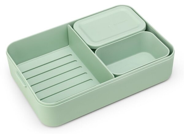 Кутия за храна Brabantia Make&Take 1006291, 2 л, С разделители, Плътно затваряне, Без BPA, Зелен