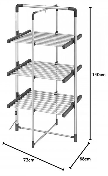 Електрически сушилник за дрехи Black+Decker 63099, 300W, Капацитет на сушене 21м/15 Kg, До 50 C, Сгъваем, Сив