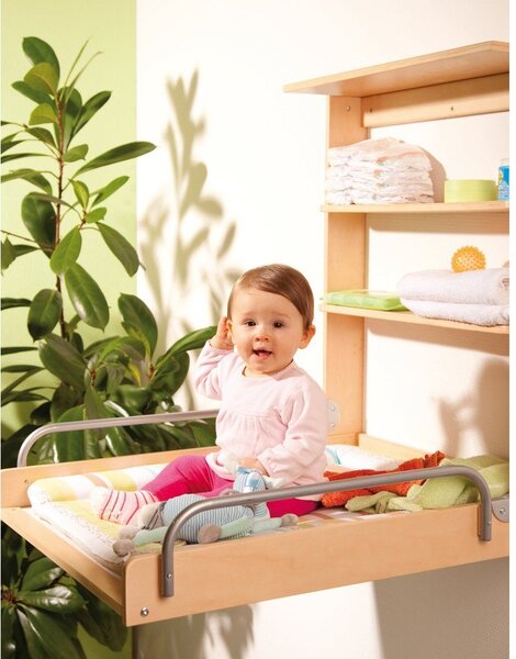 Висяща маса за преповиване от декор от бук в естествен цвят Dschungelbaby – Roba