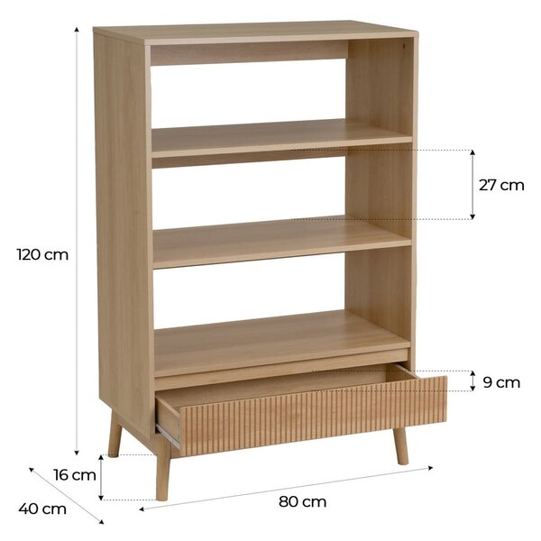 Библиотека в естествен цвят 80x120x40 cm Naroa – Casa Selección