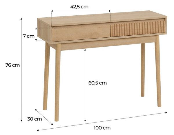 Конзолна маса в естествен цвят 30x100 cm Iona – Casa Selección