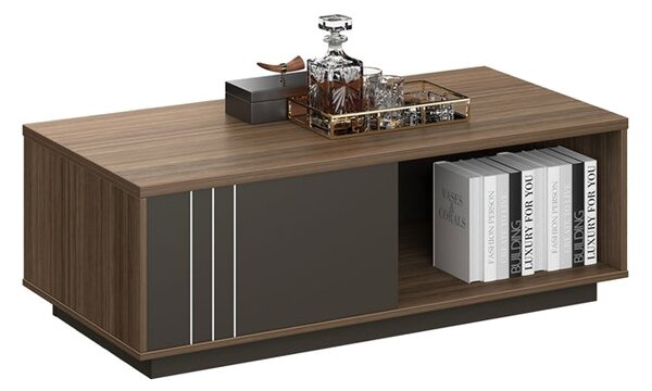 Ниска маса Chicago, 1200 х 600 х 420 mm, правоъгълен плот, ПДЧ 25 mm, дъб Рейн и тъмносиво