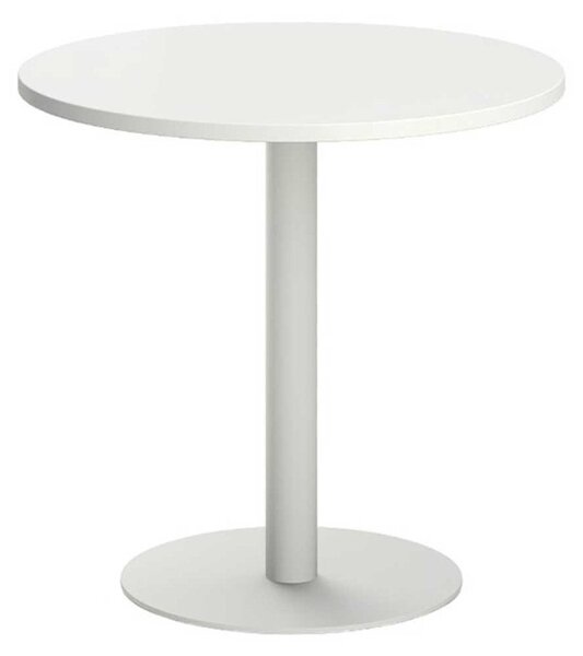 Заседателна маса Barry, 800 х 800 х 750 mm, кръгъл плот, ПДЧ 25 mm, метална основа, бяла