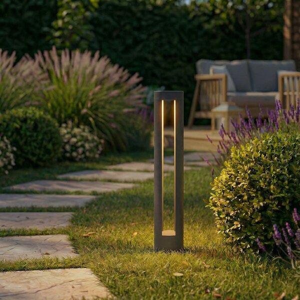 Lindby LED осветление за пътеки Soriq, антрацит, височина 75 cm, IP54, Черен, Алуминий, Модерен