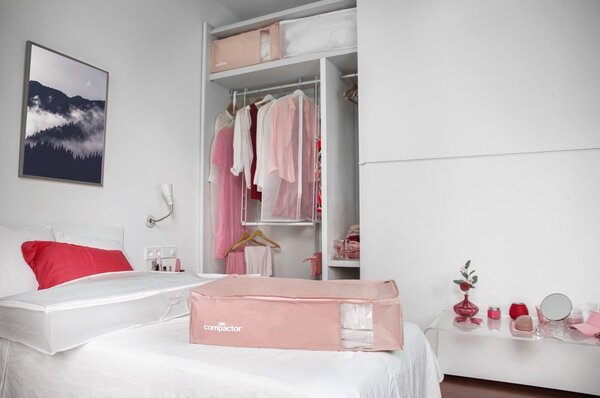 Вакуумна пластмасова кутия за съхранение под леглото 65x45x15,5 cm Pink Edition – Compactor