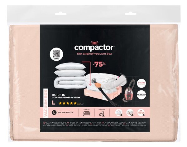 Вакуумна пластмасова кутия за съхранение под леглото 65x45x15,5 cm Pink Edition – Compactor