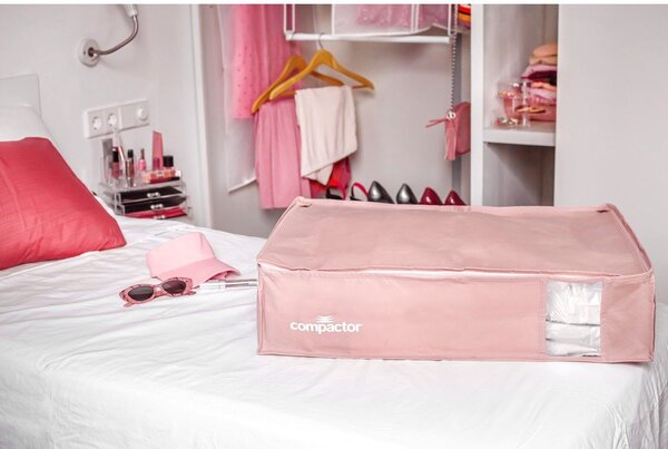 Вакуумна пластмасова кутия за съхранение под леглото 65x45x15,5 cm Pink Edition – Compactor