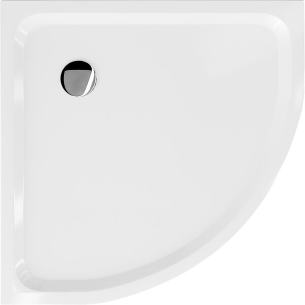 Mexen Flat полукръгъл душ-кабина slim 90 x 90 см, бял, хромиран сифон - 41109090
