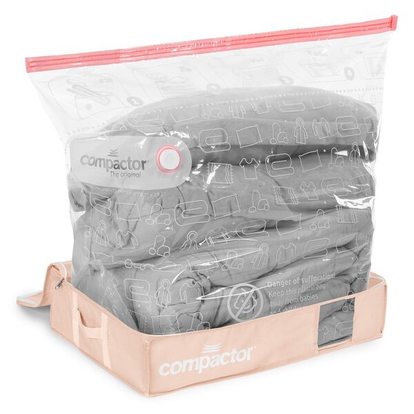 Вакуумна пластмасова кутия за съхранение под леглото 65x45x15,5 cm Pink Edition – Compactor