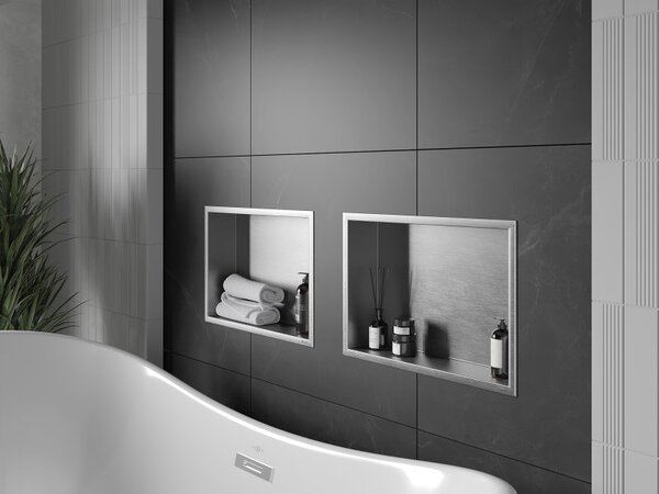 Mexen X-Wall-R нишева етажерка с фланец 45 x 30 см, инокс - 1910453010