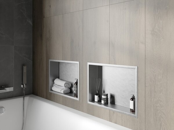 Mexen X-Wall-R нишева етажерка с фланец 45 x 30 см, инокс - 1910453010