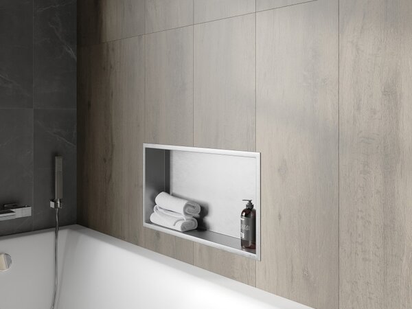 Mexen X-Wall-R нишева полица с яка 60 x 30 см, инокс - 1910603010