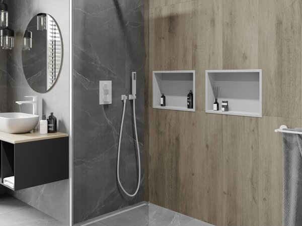 Mexen X-Wall-R вградена полица с фланец 45 x 30 см, бяла - 1920453010