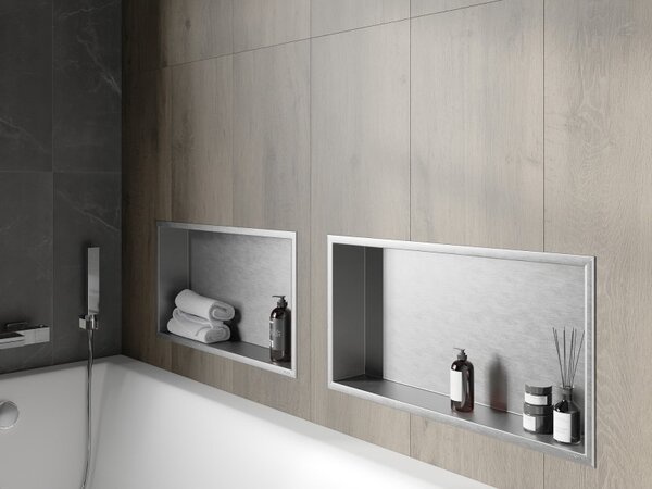 Mexen X-Wall-R нишева полица с яка 60 x 30 см, инокс - 1910603010
