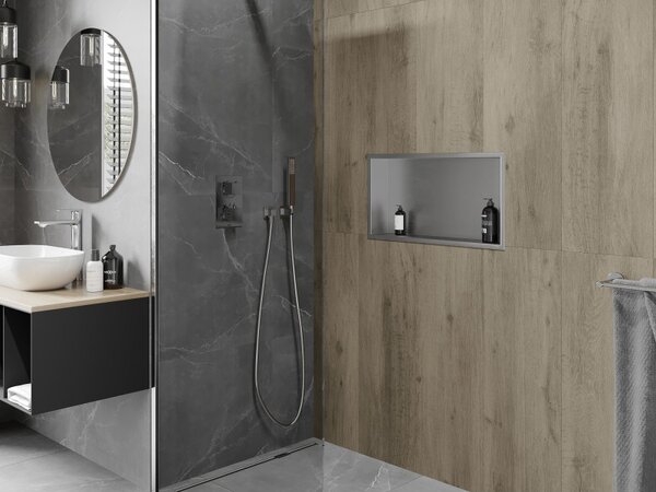 Mexen X-Wall-R нишева полица с яка 60 x 30 см, инокс - 1910603010