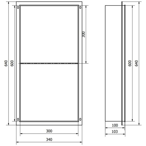 Mexen X-Wall-NR нишова полица без козирка с рафт 60 x 30 см, черна - 1971603010S