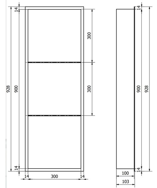 Mexen X-Wall-R нишева полица с яка и полица 90 x 30 см, черна - 1970903010S