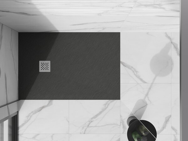 Mexen Stone+ правоъгълна композитна поддушова вана 90 x 70 см, антрацит - 44717090