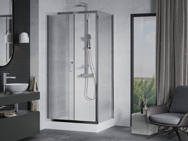 Mexen Apia плъзгаща се душ кабина 100 x 80 см, прозрачна, хром + корито Рио