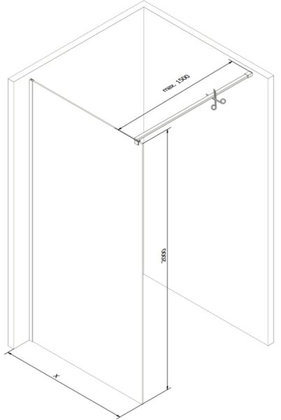 Mexen Kioto душ стена Walk-in 100 x 200 см, огледало 8 мм, бяла - 800-10-101-20-50