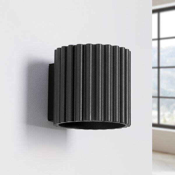 SOLLUX LIGHTING Стенна лампа RIBLA, черна, Ø 10 cm, метал, G9, Затъмняване, Черен, Дневна/трапезария, Алуминий, Кръгла стена